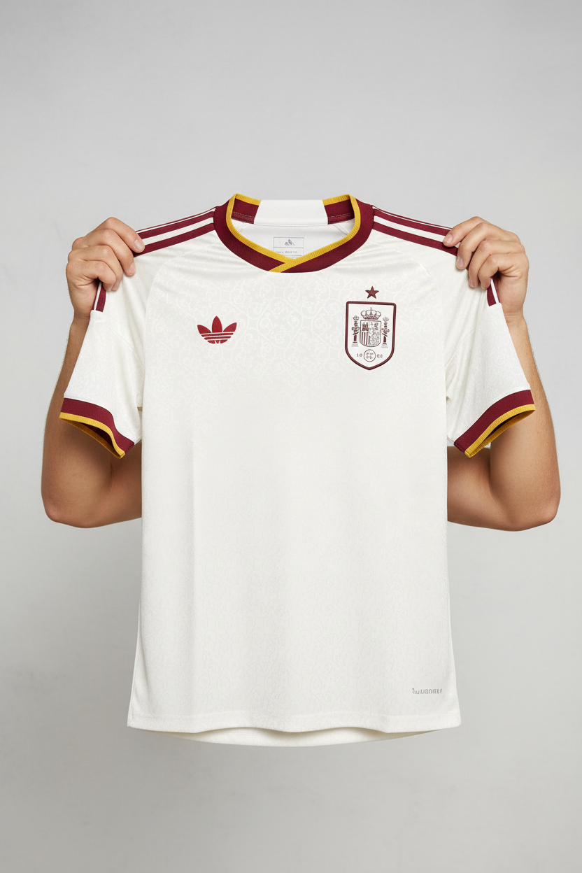 Maillot Espagne tenu à la main